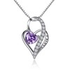 Sterling Silver I Love You Engraved Double Love Heart Purple