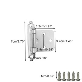 Sscon 10 Pack Overlay Cabinet Hinge Semi-Concealed Hinges for Kitchen Cabinets and Furniture Door Hinges（White Nickel）