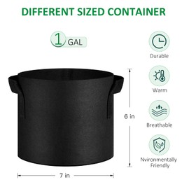 JNYONG 12-Pack 1 Gallon Thickened Non-Woven Grow Bags, Aeration Fabric Pots with Handles