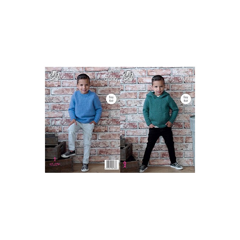 King Cole 4971 Knitting Pattern Boys Easy Knit Sweater and