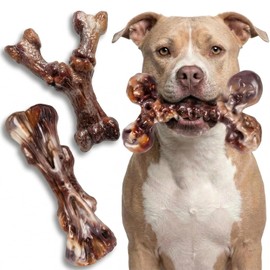 Kseroo Indestructible Dog Toys for Aggressive Chewers: 3-Pack Bacon Flavored Hard Nylon Dog Chew Toys for Medium & Large Dogs(25-90lbs), Tough Super Chewer Dog Bones Toys to Keep Them Busy, Brown