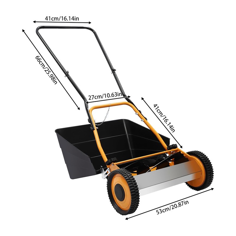14" Hand Push Lawn Mower, 2-in-1 Portable Push Lawn Mower