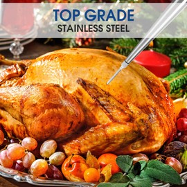 Turkey Baster with Silicone Suction Bulb, Stainless Steel Food Grade Turkey Baster for Cooking, Baking, Injecting Marinade ，Black