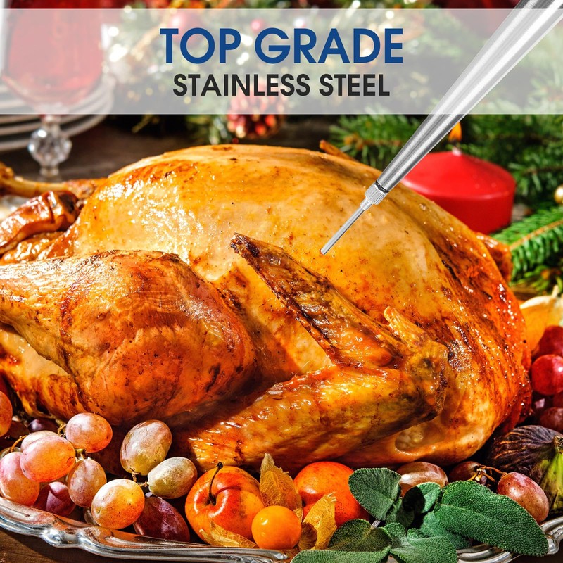 Turkey Baster with Silicone Suction Bulb, Stainless Steel Food Grade