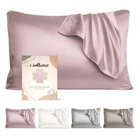 iCooBreeze 22 Momme Silk Pillowcases 100% Mulberry Silk Double Sided, Real Silk Pillow Case for Hair and Skin, Pillow Cover with Hidden Zipper (Queue Size, Lotus Pink, 1 Pack)