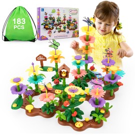 Funsland Flower Garden Building Toys for Girls: 183 PCS Kids Gardening Kit Set Gifts for 3 4 5 6 7 Year Old Toddler