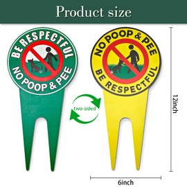 2 Piece No Pooping Dog Signs For Yard,12 x 6 inch Aluminum Double-Sided Printing No Dog Poop Signs Uv Protected And Weatherproof Stop Dogs from Pooping or Peeing On Your Lawn Patio Yard Garden Sign