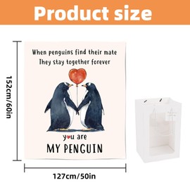 DYUEE Gifts Blanket for Her or Him, Soft Romantic Blanket for Wedding Anniversary, Birthday Gifts, Romantic I Love You Penguin 60 * 50in for Couple