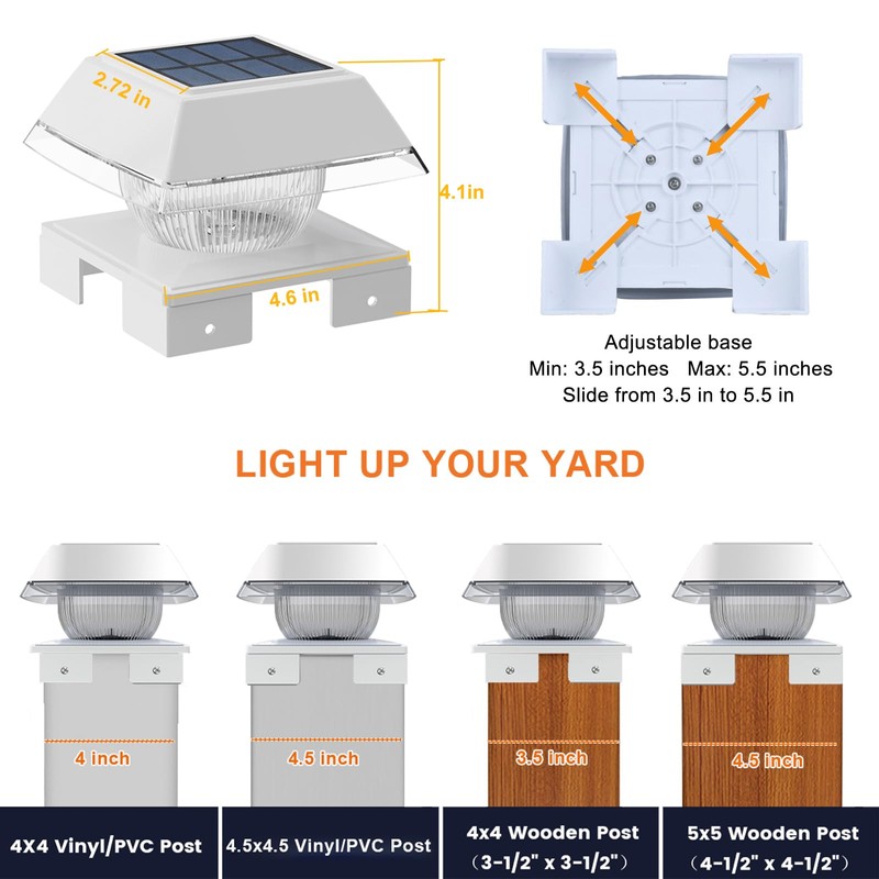Solar Post Cap Lights 2 Pack, Deck Lights Solar Powered