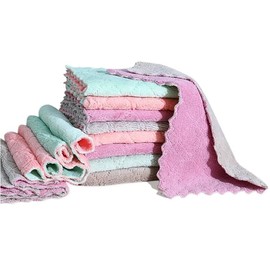 LSYJING 12 dish towels, reusable fine fiber dish cloths, super absorbent fast drying coral velvet cleaning cloths for cleaning utensils, kitchens, bathrooms