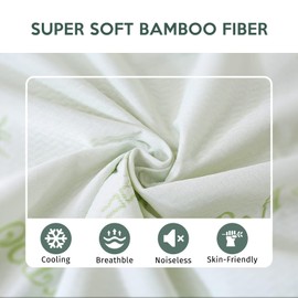 MUXHOMO Queen Mattress Protector, 100% Waterproof Mattress Cover Queen Size Bed, Cooling and Breathable Bamboo Mattress Pad Cover, Deep Pocket 8"-21"