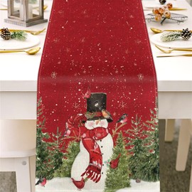 Purpledi Christmas Decoration Table Runner Christmas Table Runner Red Linen Christmas Tablecloth for Christmas Table Decoration Christmas Table Runner Christmas Decorations 40 x 140 cm A