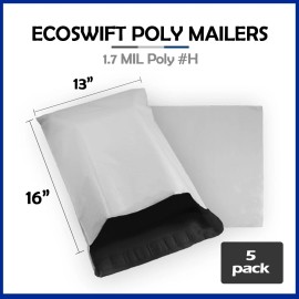 EcoSwift 5 13x16 EcoSwift Poly Mailers Plastic Envelopes Shipping Mailing Bags 1.7MIL