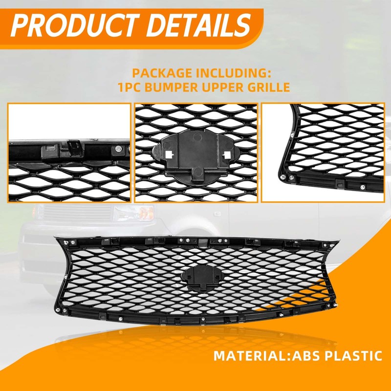 YLT AUTO Front Bumper Cover Upper Grille Replacement Shroud Front
