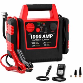 Tyrell Chenergy 4 in 1 Battery Booster Jump Starter with Air Compressor Portable 260PSI Tire Inflator,1000 Amp Jumper Starter Power Pack Jump Box,12V Power Station with USB Port and DC Outlet