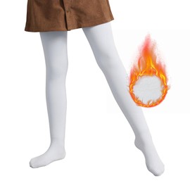 Century Star Fleece Lined Tights for Girls Winter Tights Ballet Dance Toddler Tights Warm Leggings for Girls Thick Pantyhose White 3-6 Years