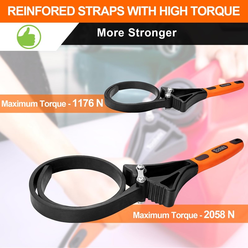 Toolwiz Rubber Strap Wrench Set, 2pcs for Pipes Below 6''