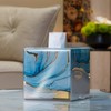 Timetrace Glass Tissue Box Cover Square-Marble Pattern Decorative Tissue Holder