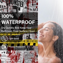 Killer Shower Curtain Waterproof Fabric Polyester Home Culture Cloth Fabric Murder Scene Party Funny Decorative Bathroom Decor 72''x 72'' Set with Hooks