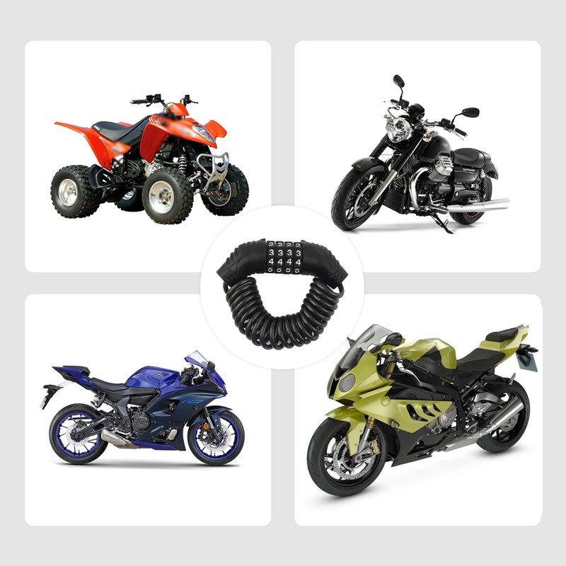 Motorcycle Helmet Lock with Combination Lock,Retractable Motorcycle Locks Anti Theft