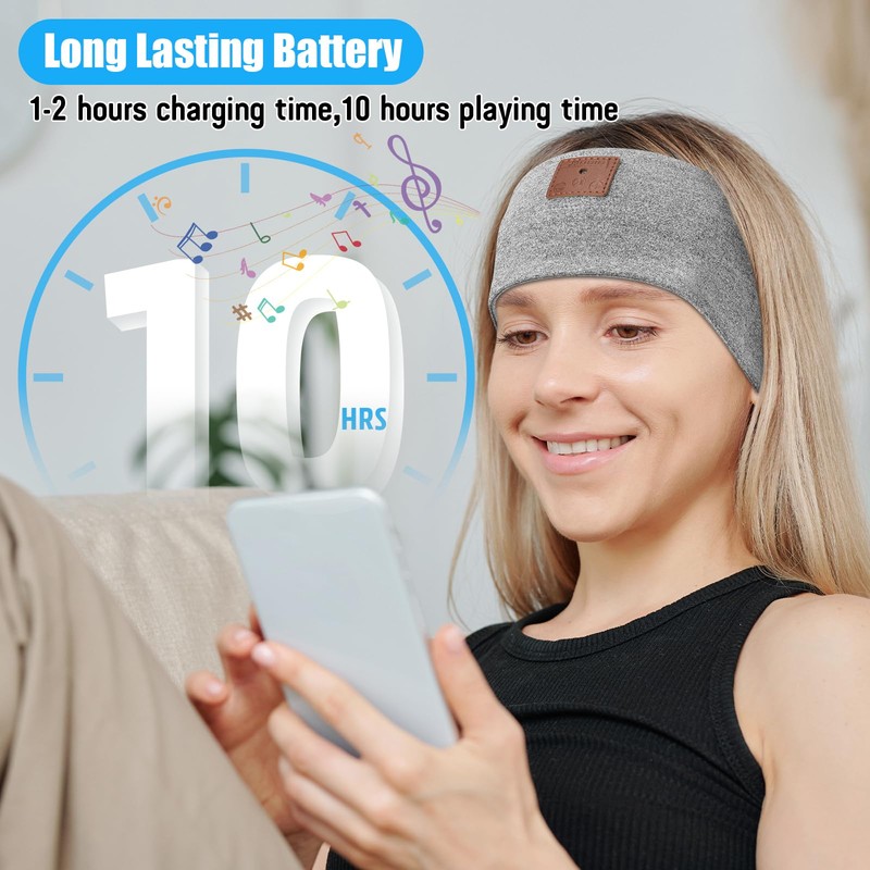 2-Pack Upgraded Wireless Bluetooth Headband for Side Sleepers, Running, Travel,
