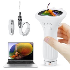 Microscope for Kids, Ashfly Portable Microscope 2 Inch Screen Fixed Zoom-Educational Digital Handheld Microscope-STEM Mini Microscope for Kids,Toy for 3 4 5 6 7 8 Boys Girls （White）