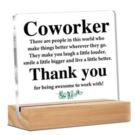Coworker Gifts for Women Men, Thank You Appreciation Gifts for Coworkers Colleague Employee Work Friend Clear Desk Decorative Sign Office Acrylic Decor
