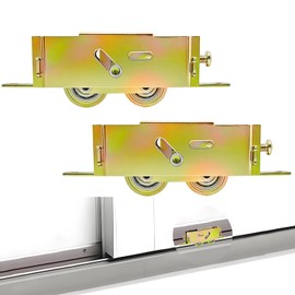2 Pack Sliding Patio Door Tandem Roller Assembly Replacement for Guardian Glass Doors,1-1/4 in Steel Ball Bearing,End Adjustment,5-3/4" Screw Hole Centers