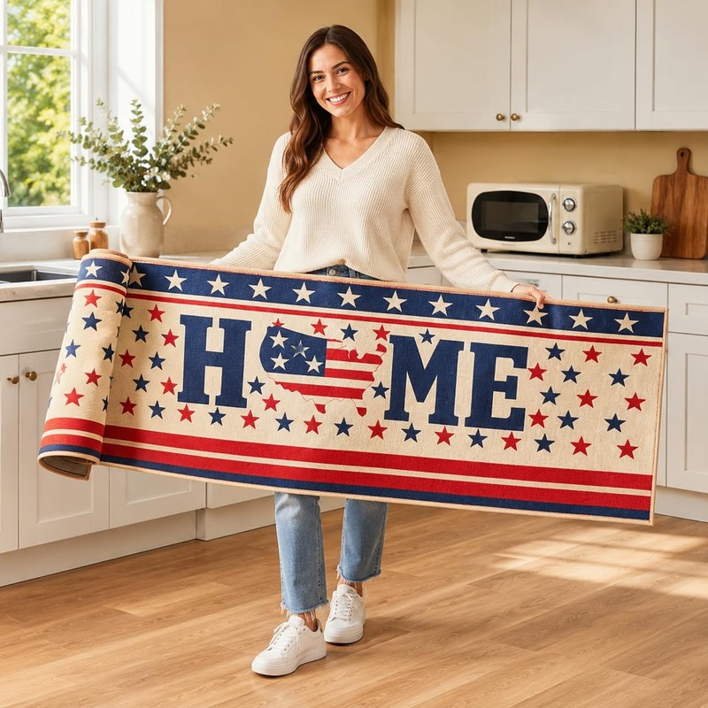 pldnhzua 3 Pcs 4th of July Patriotic Kitchen Mat and