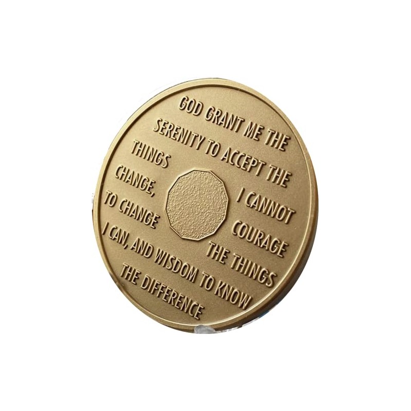 1 Year AA Medallion Premium Bronze Serenity Prayer Sobriety Chip