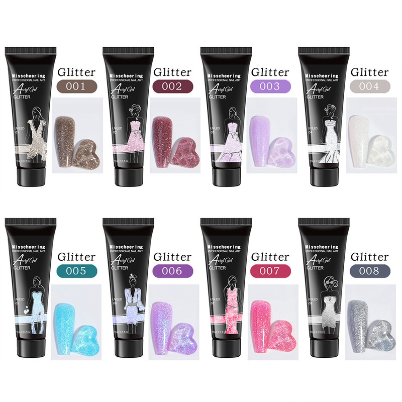 8 Pack Nail Gel Kit 15ml Glitter Builder Nail Gel