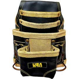USA Pro Tools Tool Belt | Leather Tool Rig for Carpenters, Framers, Electricians, Constructors, and Handyman | Adjustable Tool Pouches.