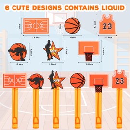 48 Pieces Basketball Bubble Wands Sports Party Favors Mini Bubble Wands 6 Styles Party Decorations for Party Faovrs