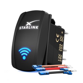 DaierTek Starlink Rocker Switch SPST 5 Pin Starlink Dish Toggle On/Off Heavy Duty Waterproof Marine Rocker Switch 12V 24V Jumper Wires for Satellite Signal Reception