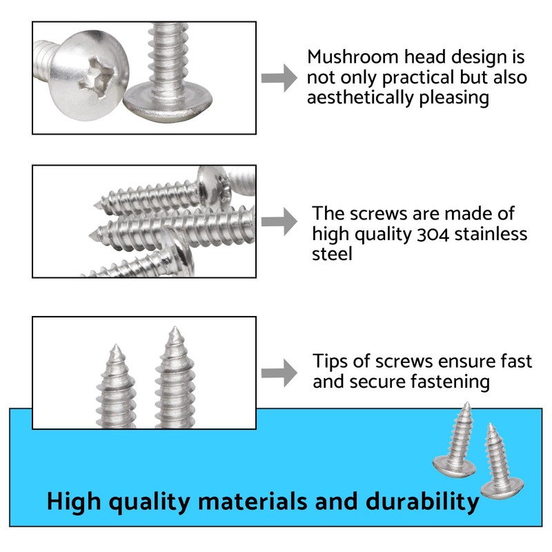 HAISHANG Pack of 20 Wood Screws Self Tapping Phillips Round