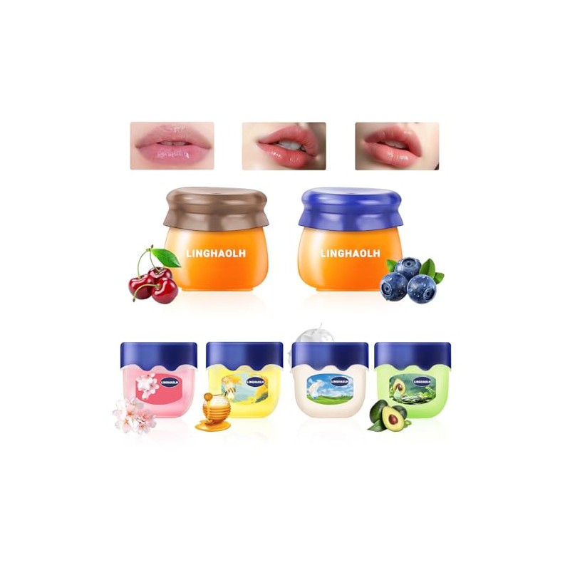 Bee Lip Balm Honey Pot Set, 6PCS Moisturizing Mask for
