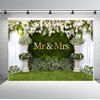 PHMOJEN 7x5ft Wedding Backdrop, Vinyl White Curtain Floral Grass Wall