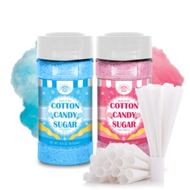 Cotton Candy Floss Sugar Package of ct-(Pink Vanilla, Blue Raspberry & Grape)-8.5oz Each Flavor (1 Count (Pack of 2 with cones))