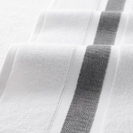 Aston & Arden Striped Turkish Washcloths - Set of 8 - Extra Soft & Plush with Finest Long-Staple Aegean Cotton, 600 GSM, Luxury Towel for Spa, Hotel, and Bathroom, 13 x 13, White/Shale Grey
