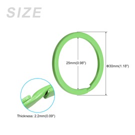 METALLIXITY Split Keychain Rings (30mm/1.2inch) 24 Pcs, Round Flat Key Holder for Keys - for Keys Organization, Decoration, Green