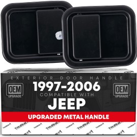 Exterior Door Handle Set, Front Driver + Passenger Door Handle - Compatible with 1997-2006 Jeep Wrangler, Full Door Type - Black, Metal, 55176382AE, 55176382AB, 55176383AE, 55176383AB, 79398, 79399
