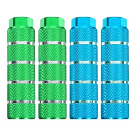 sourcing map 2 Pairs Bike Pegs Aluminum Alloy Rear Stunt Pegs Anti-Skid Stripe Back Seat Stands Fit 3/8" Axles for Mountain Bike, Green & Sky Blue