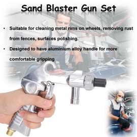 Sand Blasting Kit Sand Blaster Pneumatic Sand Blasting Gun Set of 4 Ceramic Nozzles Sand Blasting Gun Chorreadores Arena Standard, silver