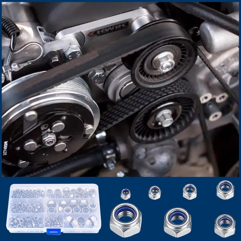 170 PCS Locknut Assortment 7 Sizes Nylock Nuts M3 M4