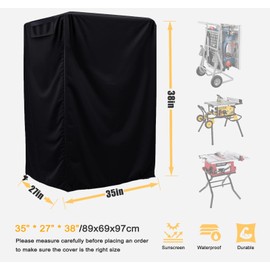 Table saw cover, High Density Waterproof Table Saw Cover, Outdoor Portable Table Saw Cover,W35"*D27"*H38".