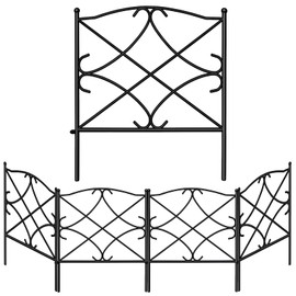AMAGABELI GARDEN & HOME 5 Panels Decorative Garden Fences and Borders for Dogs 32in(H)×10ft(L) No Dig Metal Fence Panel Garden Edging Border Fence For Animal Barrier Fencing for Flower Beds Yard Patio