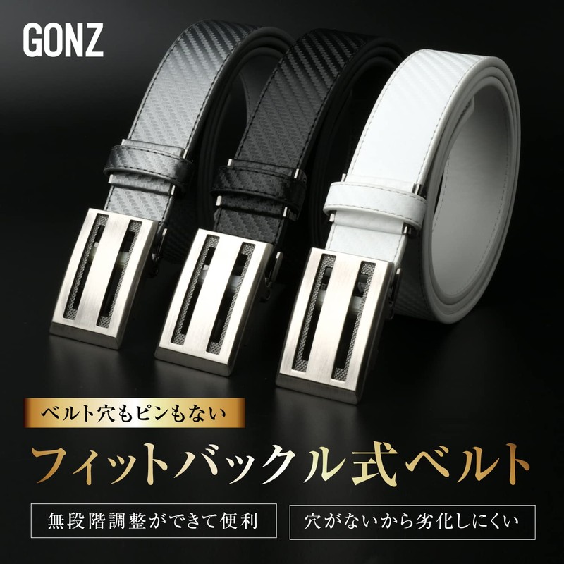 GONZ Golf Belt, Men's, Men's Belt, Large Size, Stepless Adjustable