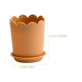 Sosoport 10sets Breathable Plastic Flowerpots with Tray Scalloped Design Nursery Pots for Small Plants Stackable Gardening Planters for Rose Succulents