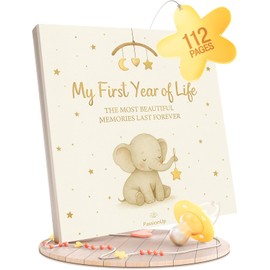 Baby Memory Book for Boy Girl with Extra Space for Favorite Photos – First Year Baby Book Keepsake, 8x8 in., Beige – PassionUp