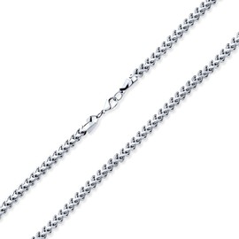 Bling Jewelry Unisex Classic Strong 3-5 mm Twisted Cable Wheat Foxtail Rope Necklace for Men - Black Silver Gold-Plated Stainless Steel - 18 20 24 30 Inches, Stainless Steel, No Gemstone